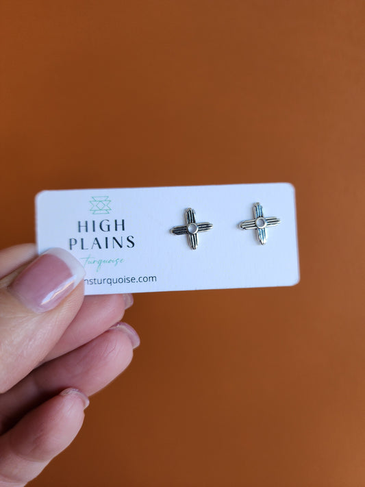 Sterling Silver Zia Symbol Earrings