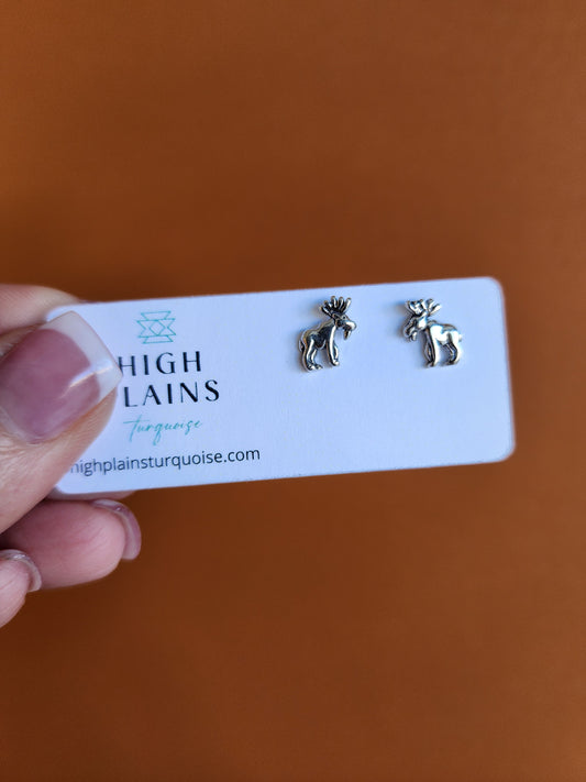 Sterling Silver Moose Earrings