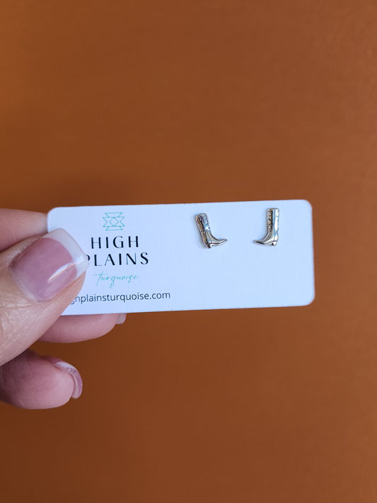 Sterling Silver Cowboy Boot Earrings