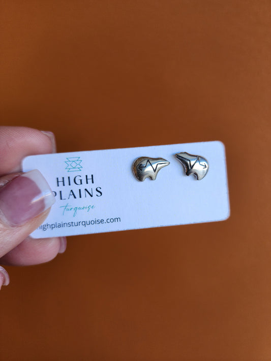 Sterling Silver Heartline Bear Earrings