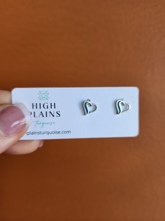 Turquoise Inlay Open Heart Earrings