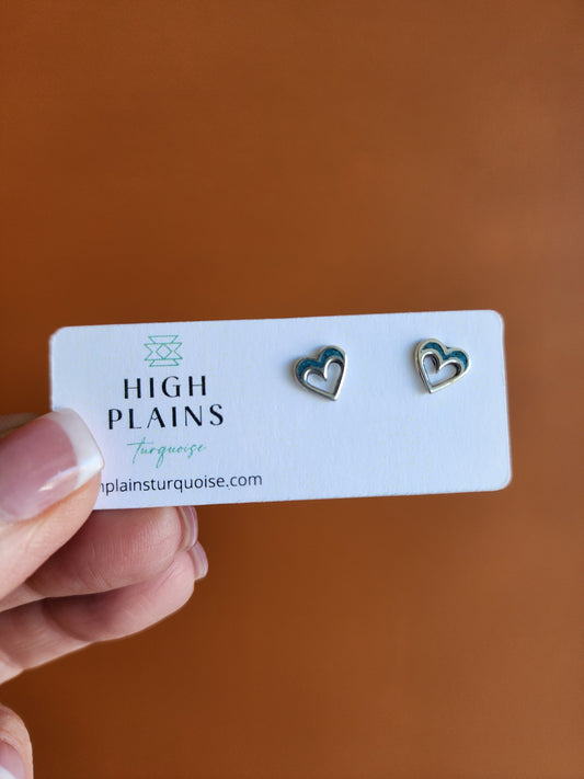 Turquoise Inlay Top Heart Earrings
