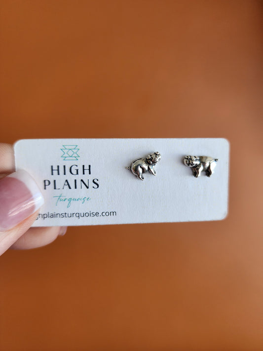 Sterling Silver Pig Earrings
