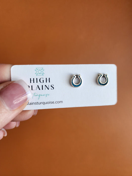 Turquoise Inlay Horseshoe Earrings