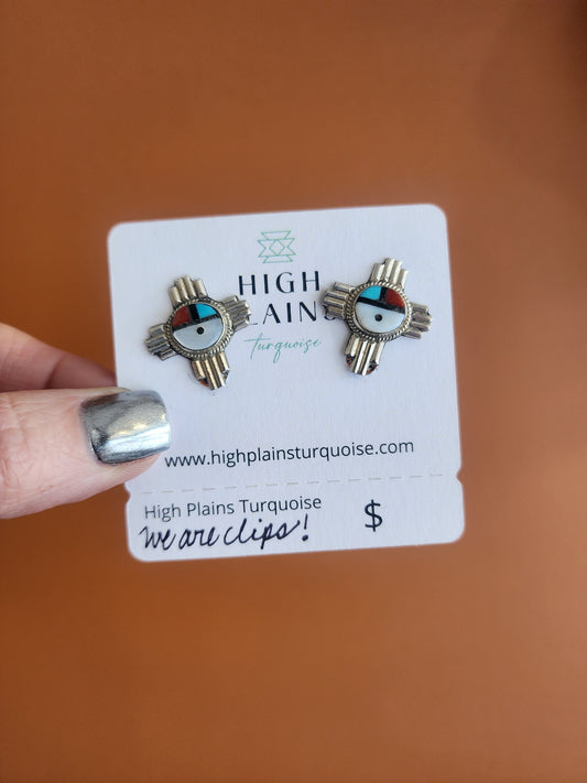 Sunface Clip Earrings