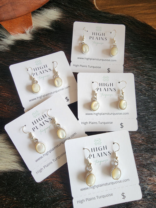 Mother of Pearl Serrated Bezel Earrings