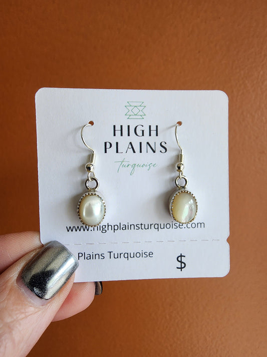 Mother of Pearl Serrated Bezel Earrings