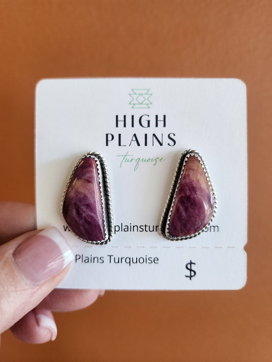 Purple Spiny Triangular Earrings