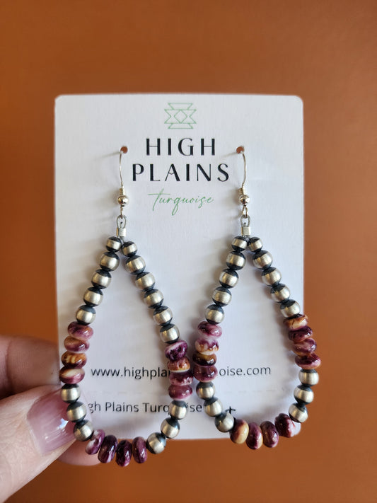 5-6mm Sterling Silver and Purple Spiny Beaded Earrings