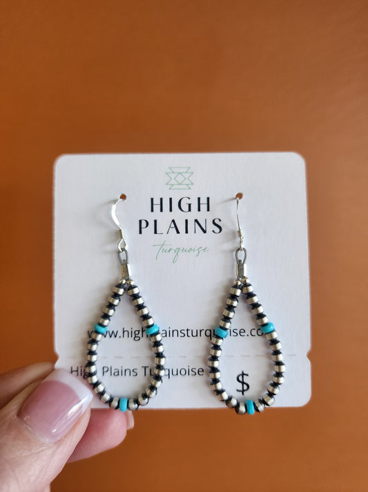 Petite Sterling Silver and Kingman Beaded Earrings