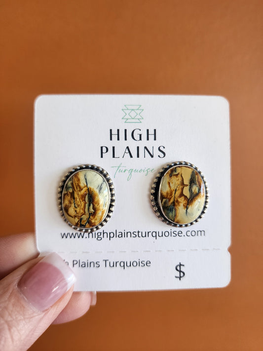 New Lander Turquoise Oval Earrings