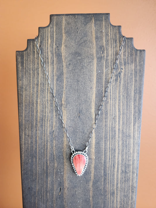 Spiny Oyster Inverted Teardrop Necklace