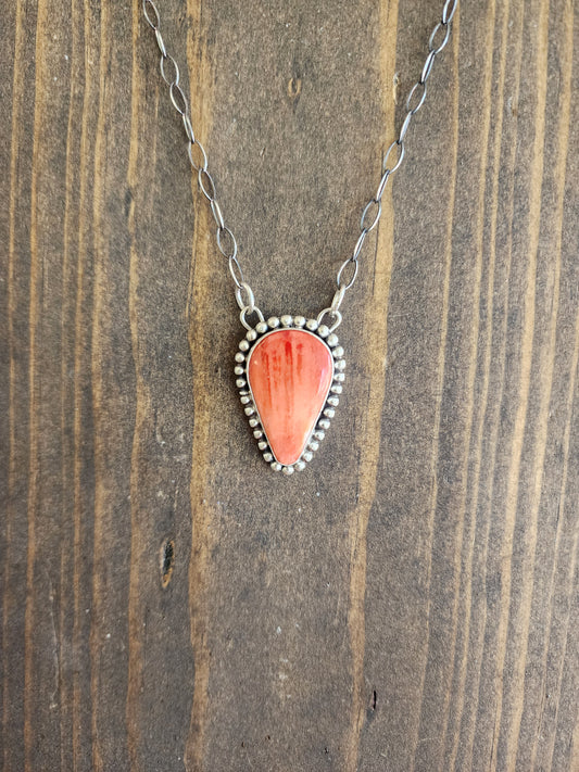 Spiny Oyster Inverted Teardrop Necklace