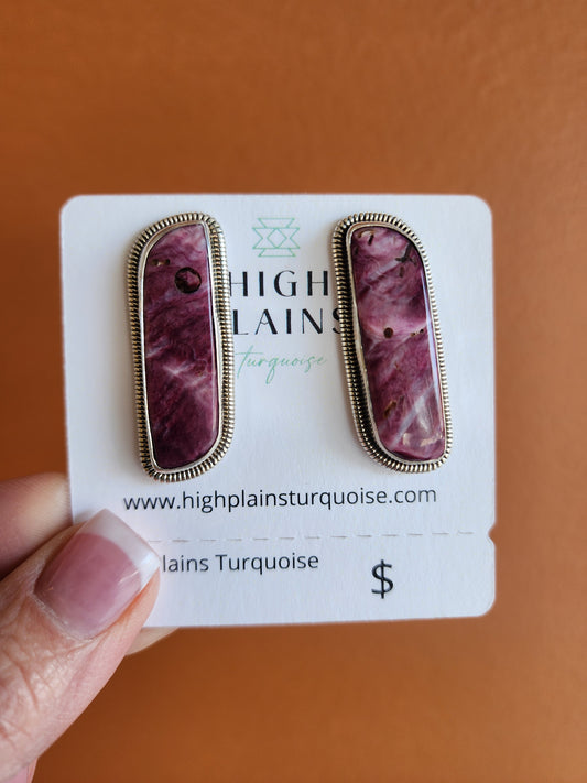 Natural Stone Purple Spiny Earrings