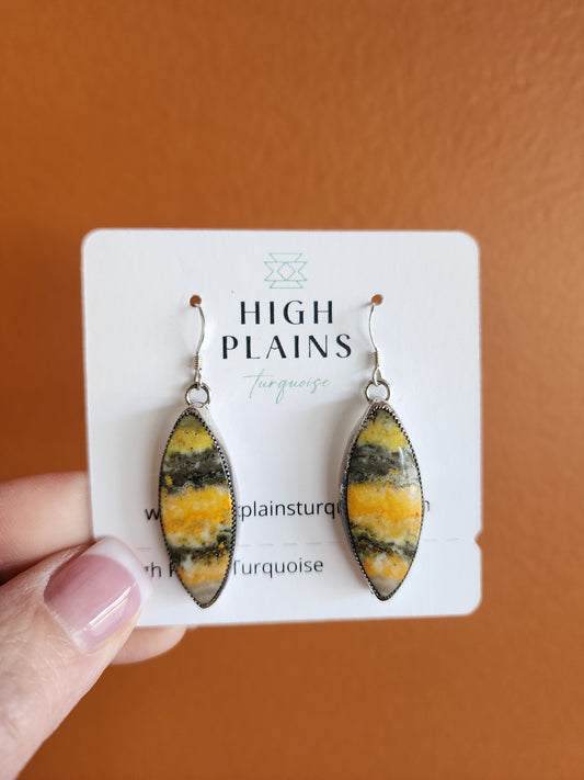 Bumblebee Jasper Marquise-Shaped Earrings