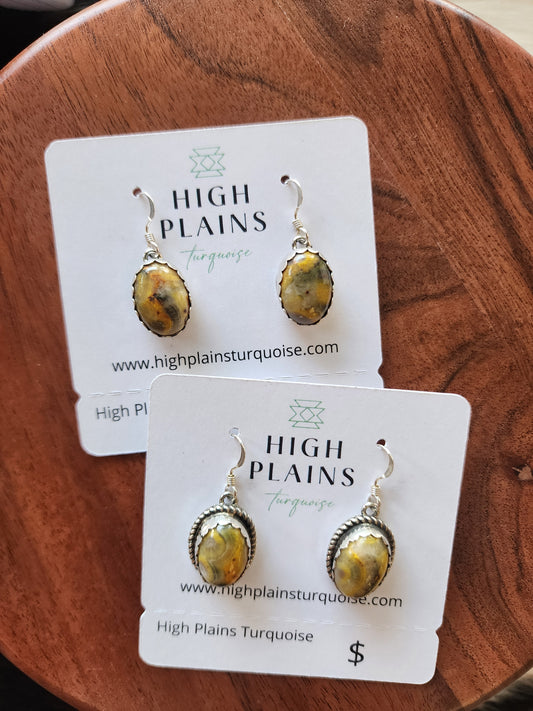 Bumblebee Jasper Oval French Wire Earrings