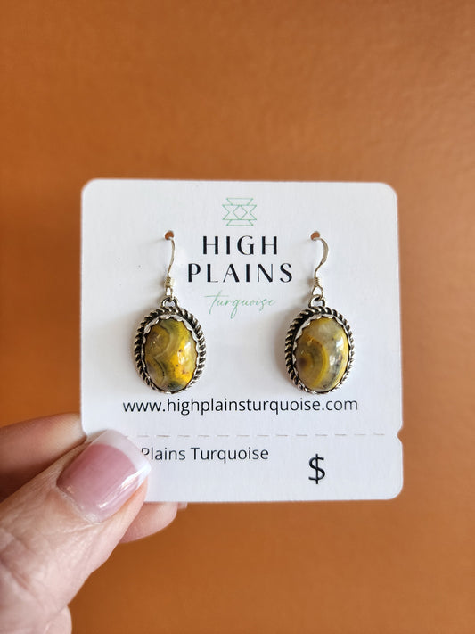 Bumblebee Jasper Oval French Wire Earrings