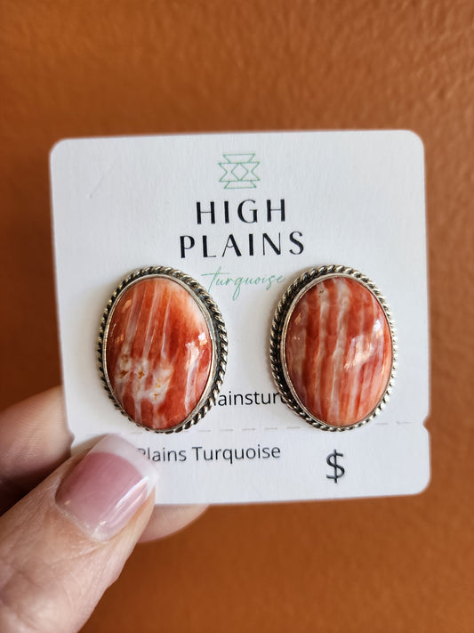 Spiny Oyster Large Oval Earrings