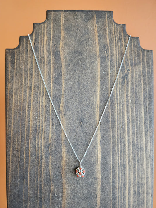Zuni Dickie Charlie Coral Dot Pendant Necklace