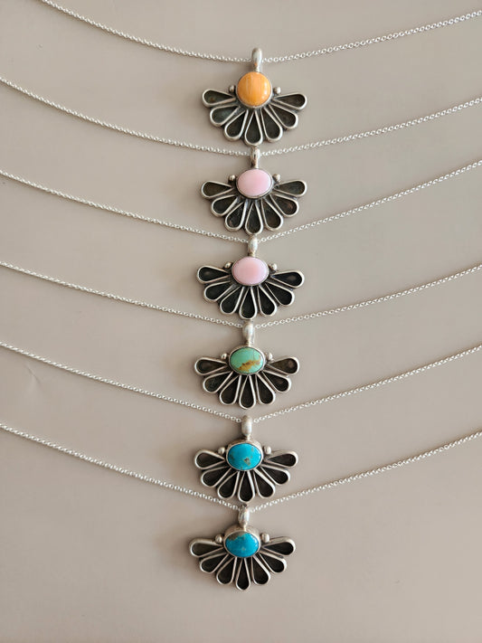 Geraldine James Sterling Silver Fan Necklace with accent stone