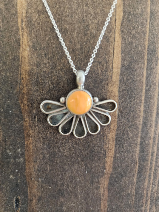 Geraldine James Sterling Silver Fan Necklace with accent stone