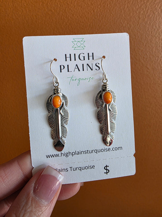 Sterling Silver and Spiny Feather Earrings