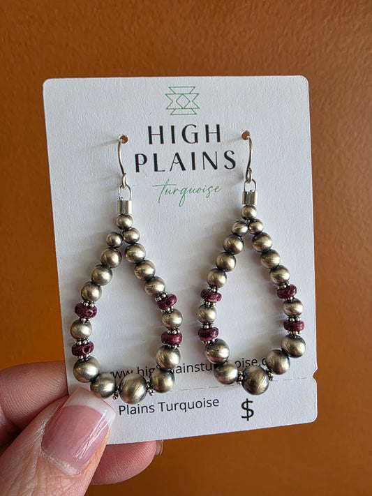 Sterling Silver and Purple Spiny Beaded Earrings