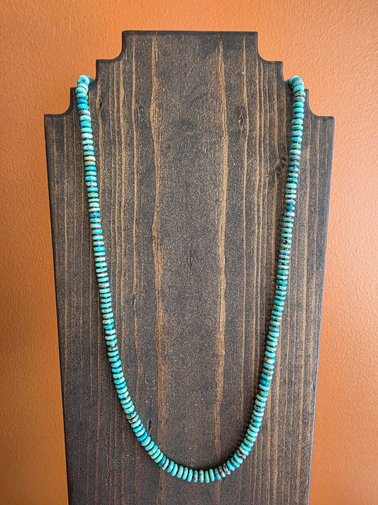 6mm Kingman Turquoise Rondelle Beaded Necklace