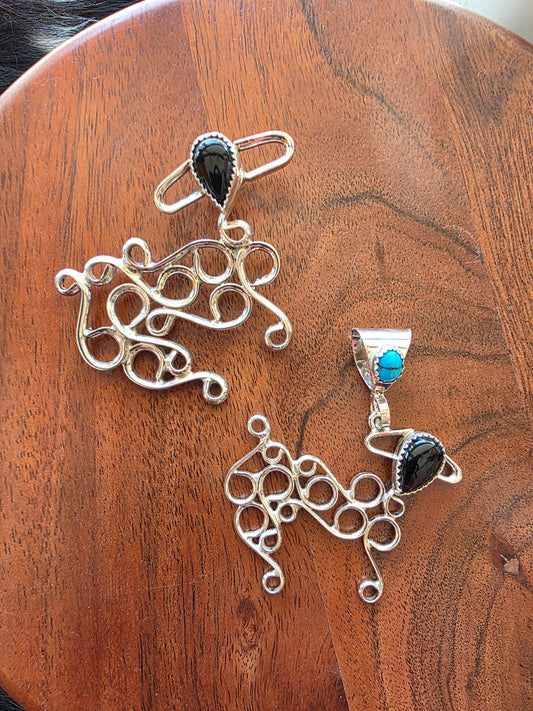 Sterling Silver Curly Sheep Pendant with stone accent