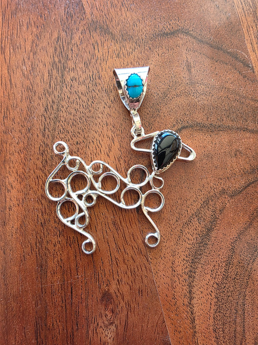 Sterling Silver Curly Sheep Pendant with stone accent