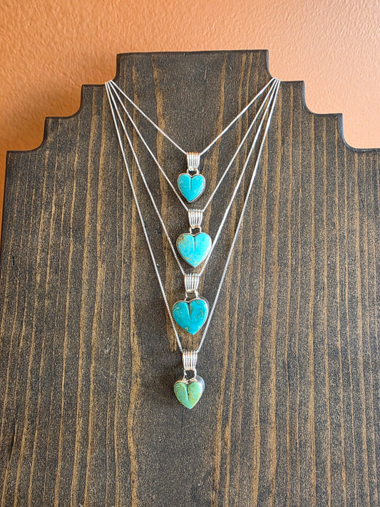 Kingman Turquoise Heart Pendant Necklace
