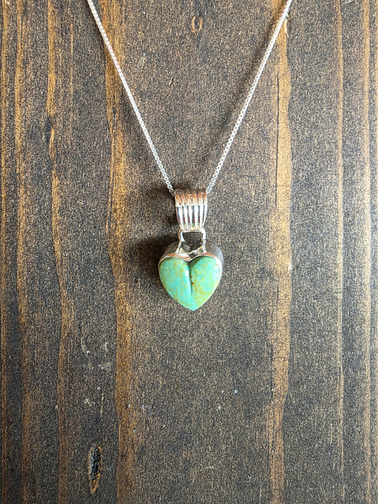 Kingman Turquoise Heart Pendant Necklace