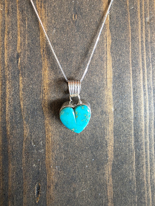 Kingman Turquoise Heart Pendant Necklace