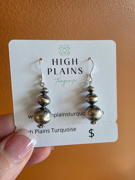 Sterling Silver Satin Finish Multi Bead Earrings