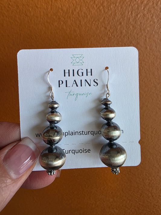 Graduated Sterling Silver Bead Earrings
