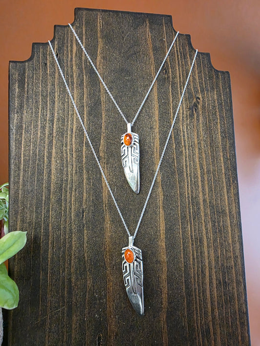 Sterling Silver Geo Pattern Spiny Pendant Necklace