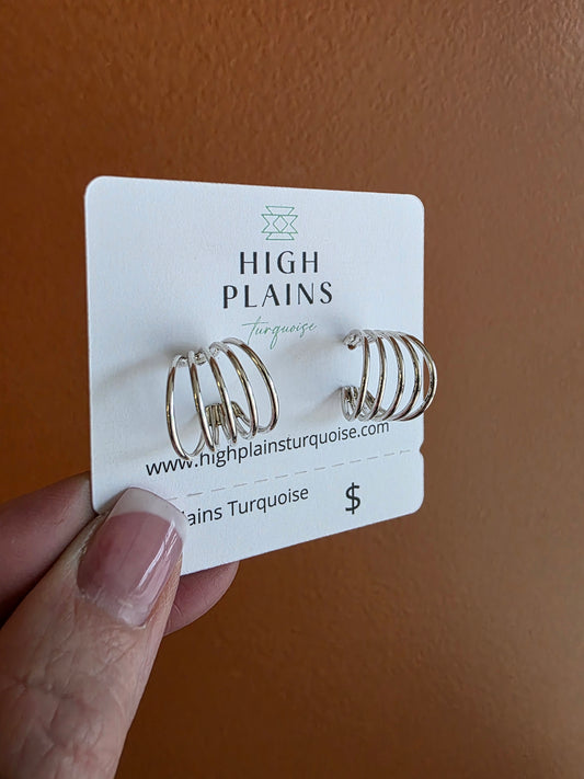 Ben Tahe Petite Open Wire Half Sterling Silver Earrings