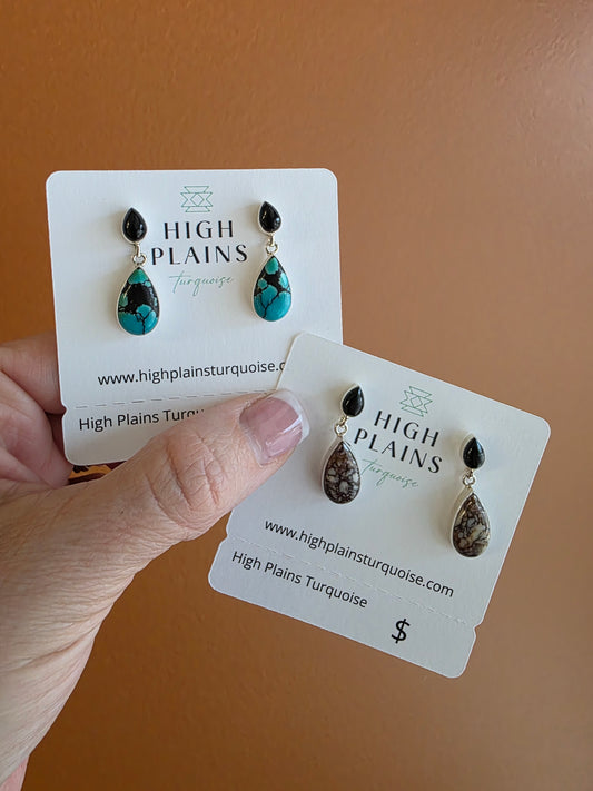 Navajo Made Double Teardrop Post Back Earrings