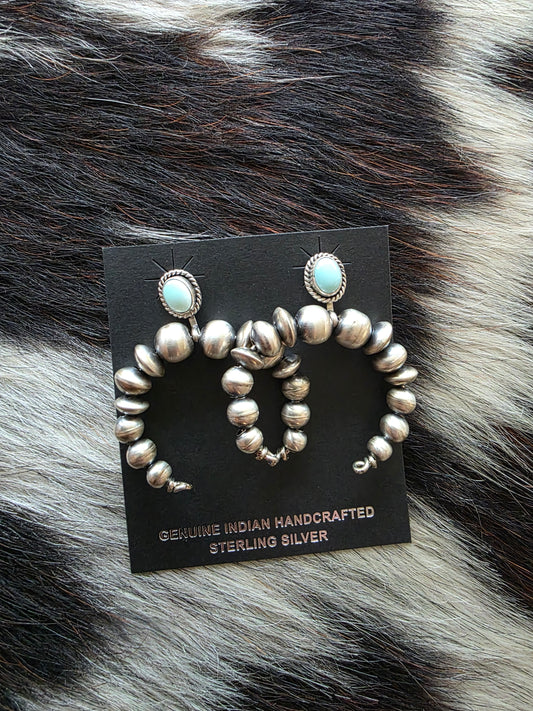 Handmade Beaded Kingman Turquoise Naja Earrings