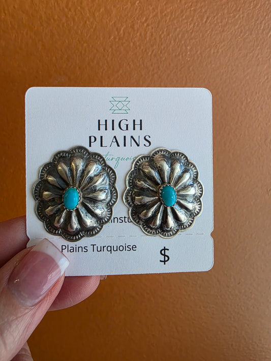 Rita Lee Repousse Concho Earrings