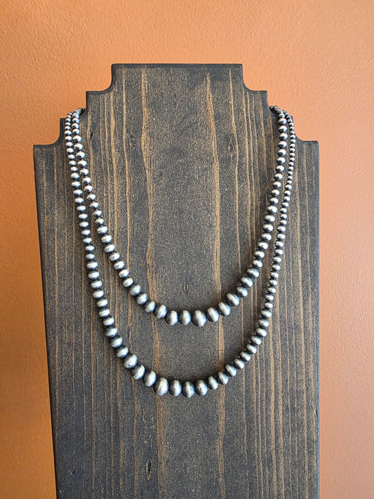 3-8mm Graduated Sterling Silver Beaded Necklace with 2" Extender
