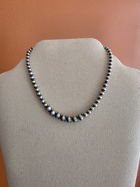 3-8mm Graduated Sterling Silver Beaded Necklace