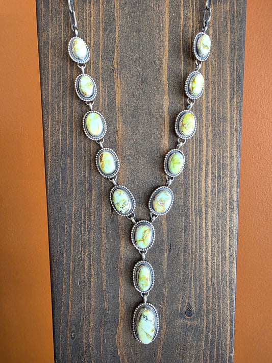 13-Stone Silver Beaded Palomino Lariat Necklace