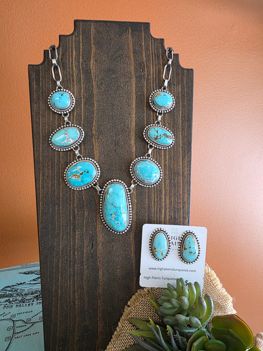 Large Stone Armenian Turquoise Statement Necklace Set