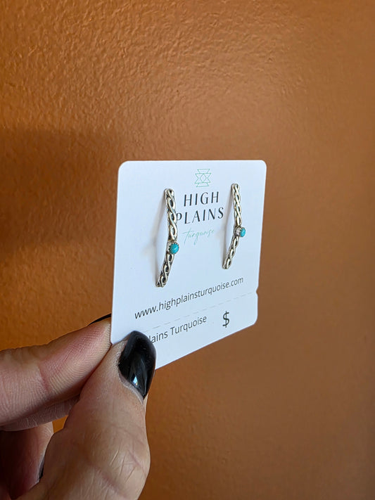 Sterling Silver Arched Wired Earrings with Turquoise Accent
