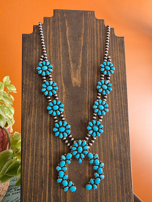 Sonoran Mountain Turquoise Cluster Squash Style Necklace