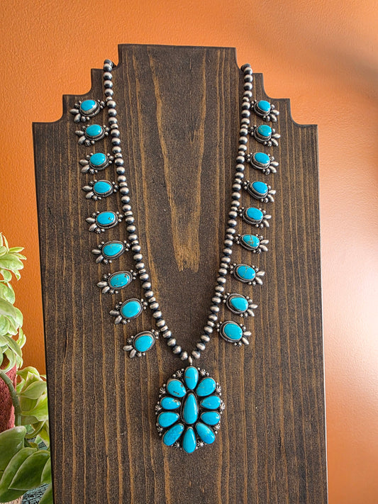 Kingman Turquoise Squash Style Necklace