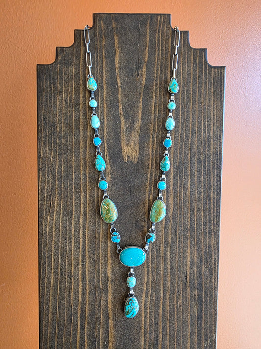 Simply Elegant Kingman and Sonoran Gold Turquoise Lariat Necklace