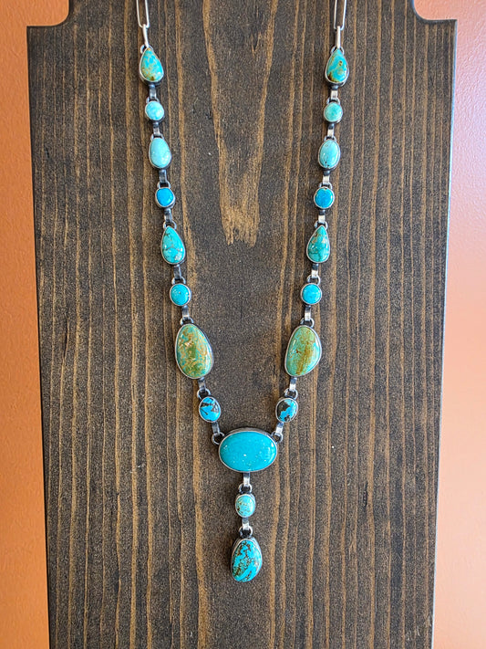 Simply Elegant Kingman and Sonoran Gold Turquoise Lariat Necklace