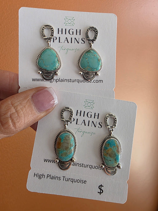 Sterling Horseshoe and Turquoise Earrings